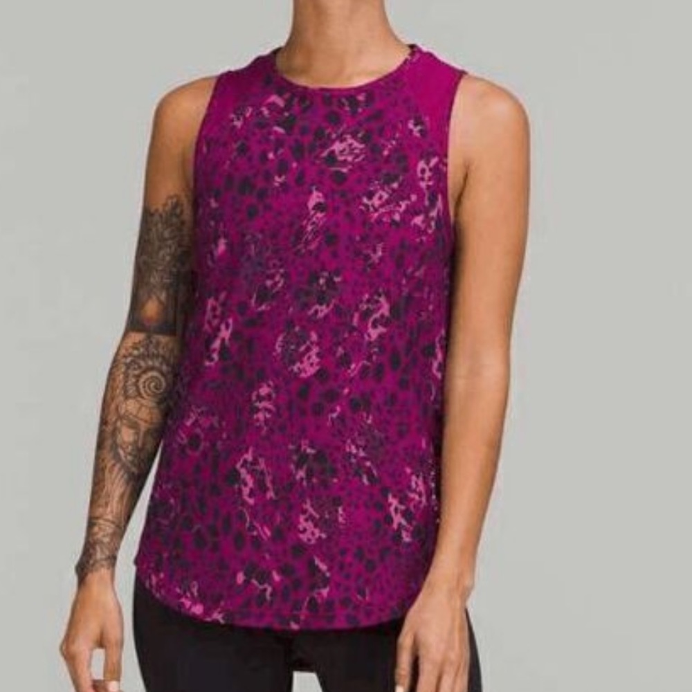 Lululemon Sculpt Tank Top Cheetah Camo Magenta Purple Sleeveless Workout New
